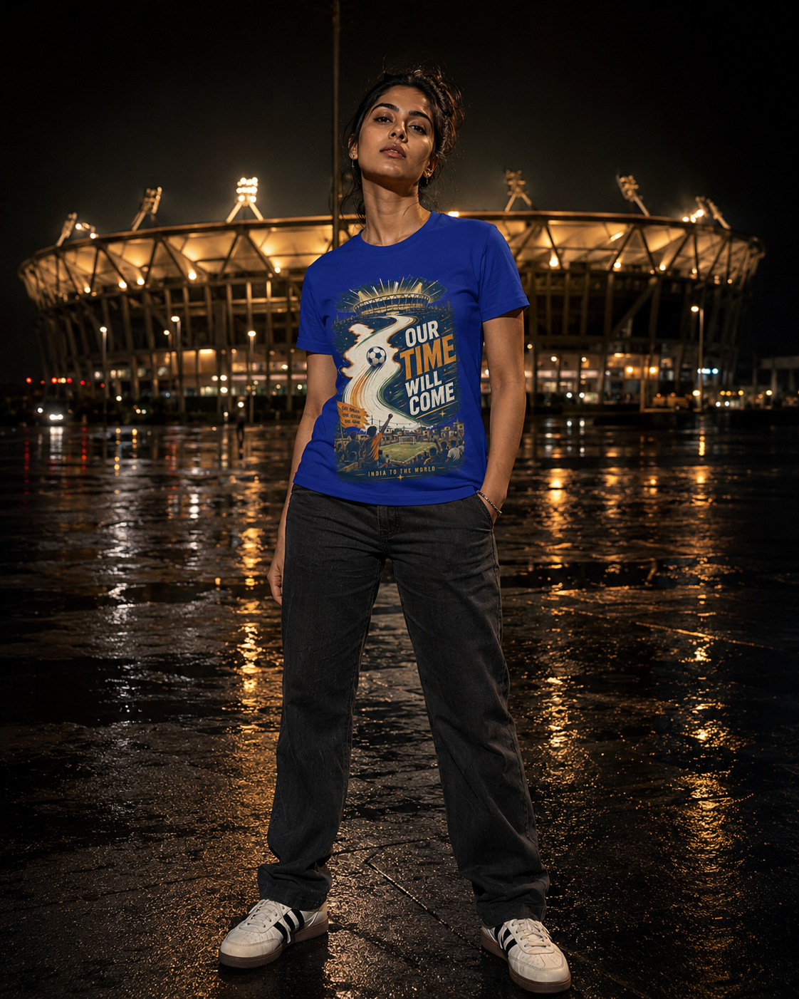 India Football T-Shirt — Blue Tigers Fan Tee — Our Time Will Come — Match Day Merch
